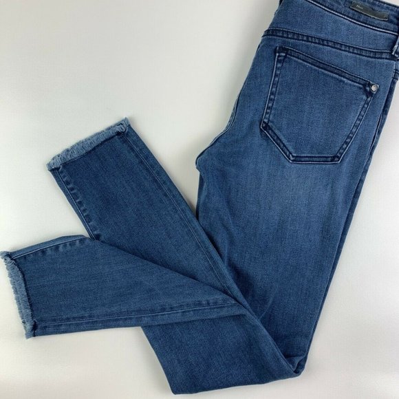 Pilcro and the Letterpress Skinny Script Jeans Womens Size 26 Med Wash Raw Hem - Picture 10 of 12